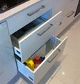 Under sink drawers for maximum use of space in all kitchen cabinets